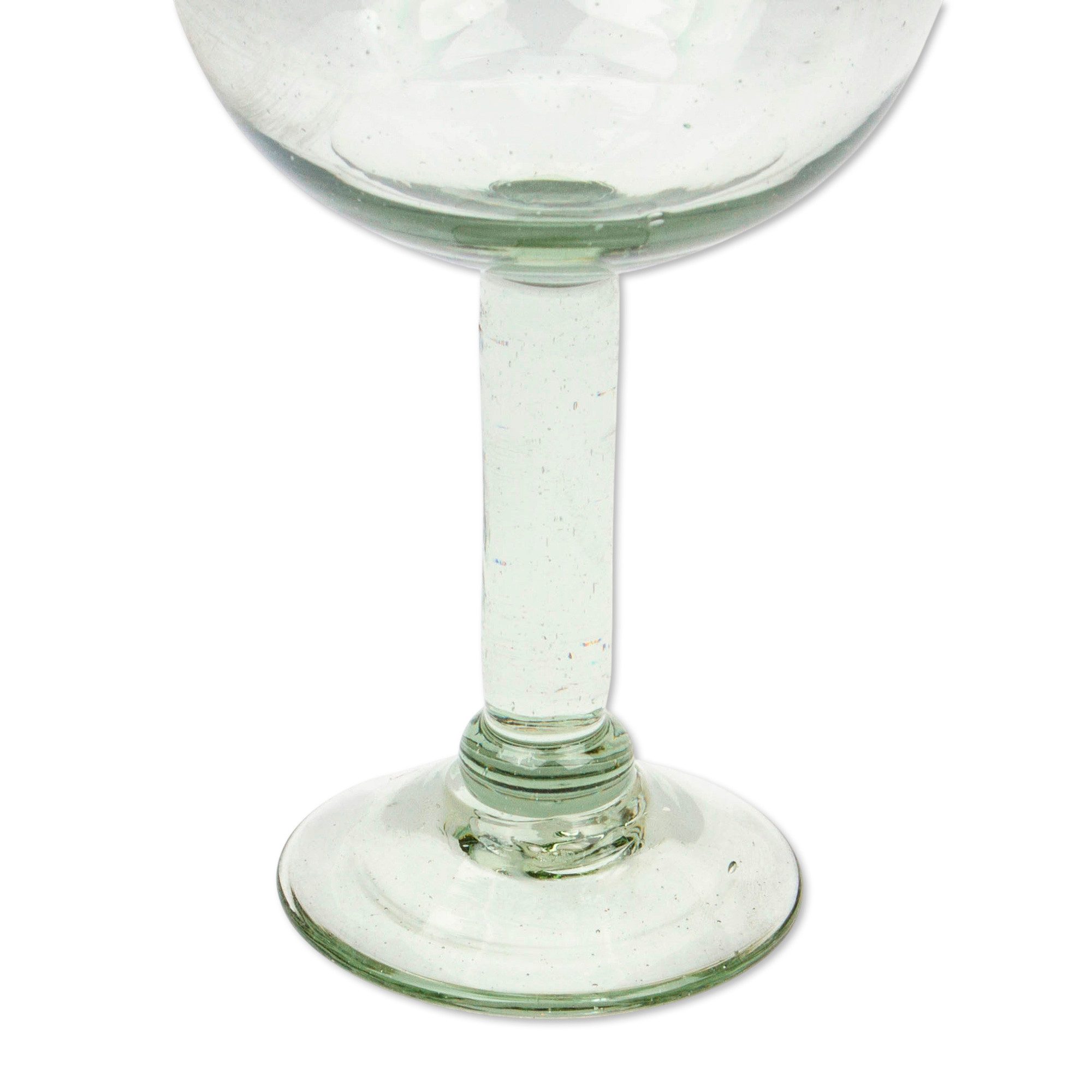 Hand Blown Green Rim Wine Glasses Set of 4 Mexico Lime Globe NOVICA