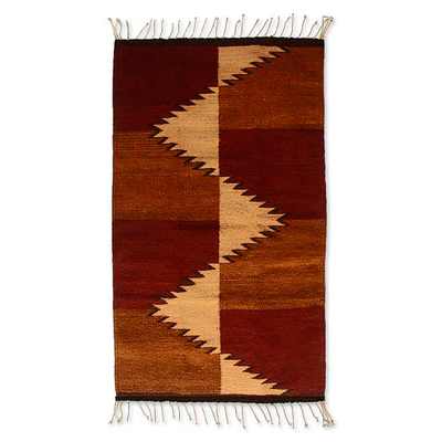 Zapotec wool rug, 'Mountain Paths' (2x3.5) - Zapotec wool rug (2x3.5)