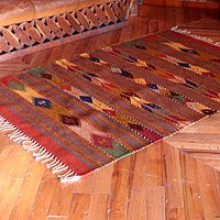 Zapotec wool rug, 'Mosaic Paths' (4x6) - Zapotec wool rug (4x6)