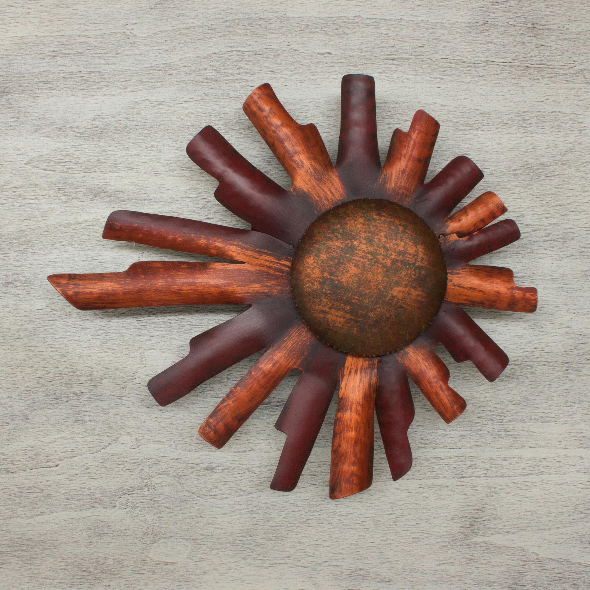 Hand Made Sun Sculpture Mexican Steel Wall Art Two Suns NOVICA