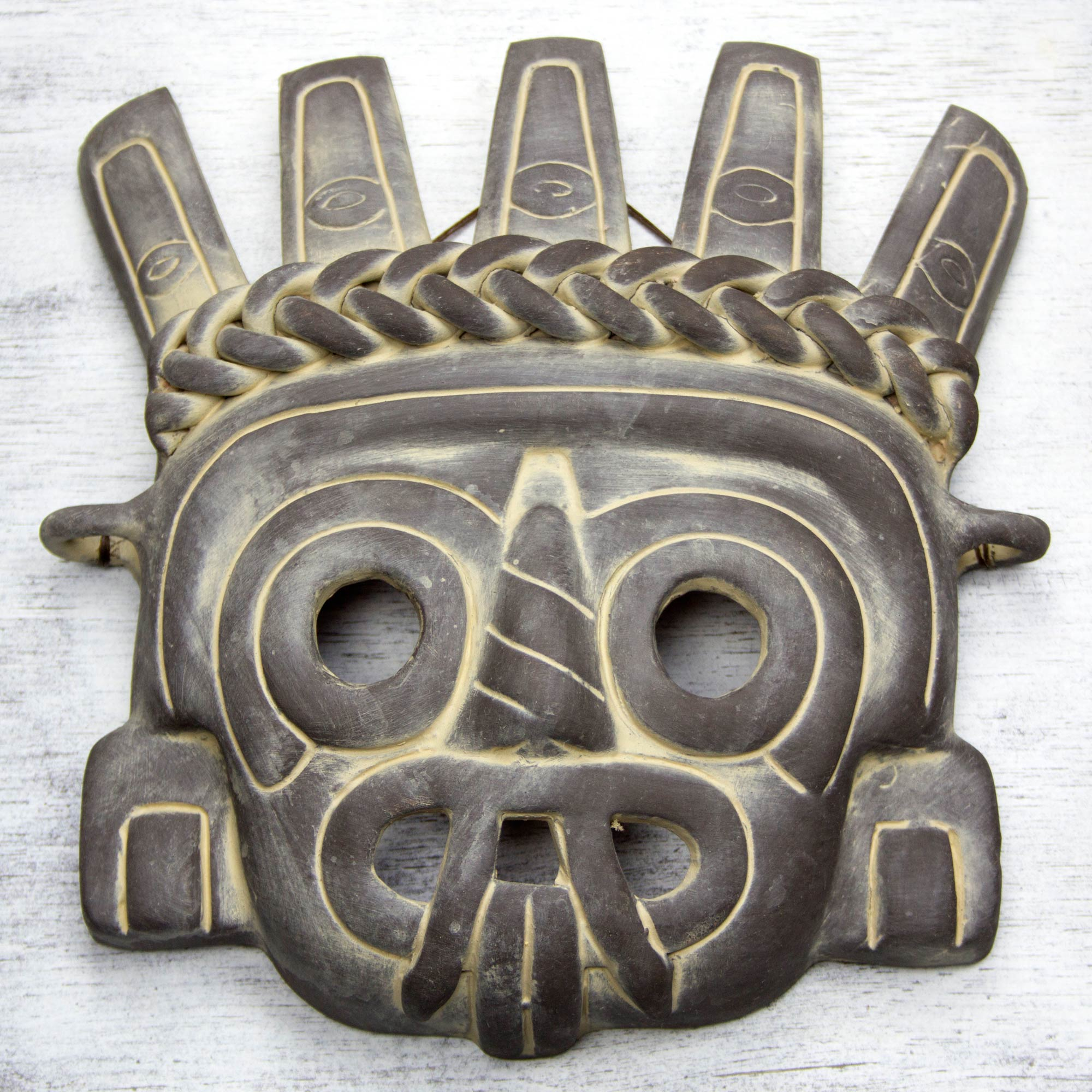 Handcrafted Aztec Cultural Ceramic Mask From Mexico Tlaloc The Rain God Novica