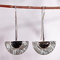 Golden obsidian drop earrings, 'Golden Gaze' - Golden obsidian drop earrings