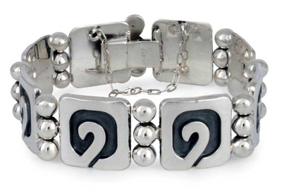 Sterling silver link bracelet, 'Wave of Light' - Sterling silver link bracelet