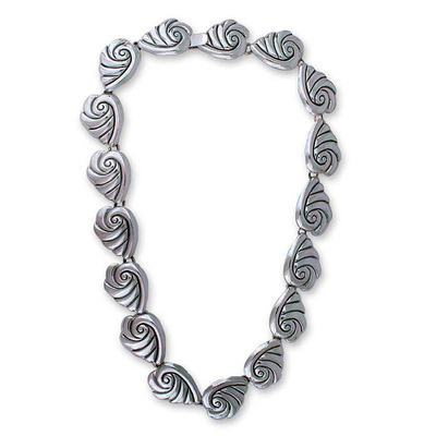 Sterling silver link necklace, 'Voices from the Sea' - Sterling silver link necklace