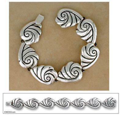 Sterling silver link bracelet, 'Voices from the Sea' - Sterling silver link bracelet