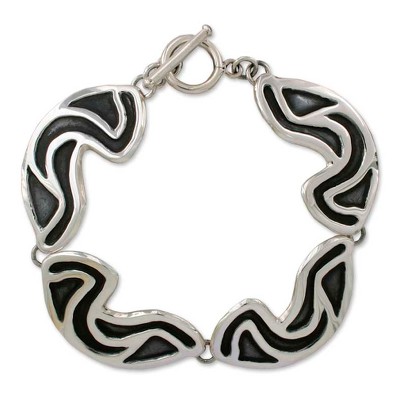 Sterling silver link bracelet, 'Clouds' - Sterling silver link bracelet