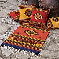 Zapotec wool rug, 'August Sun'