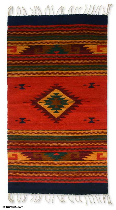Zapotec wool rug, 'August Sun' - Handmade Zapotec Wool Area Rug