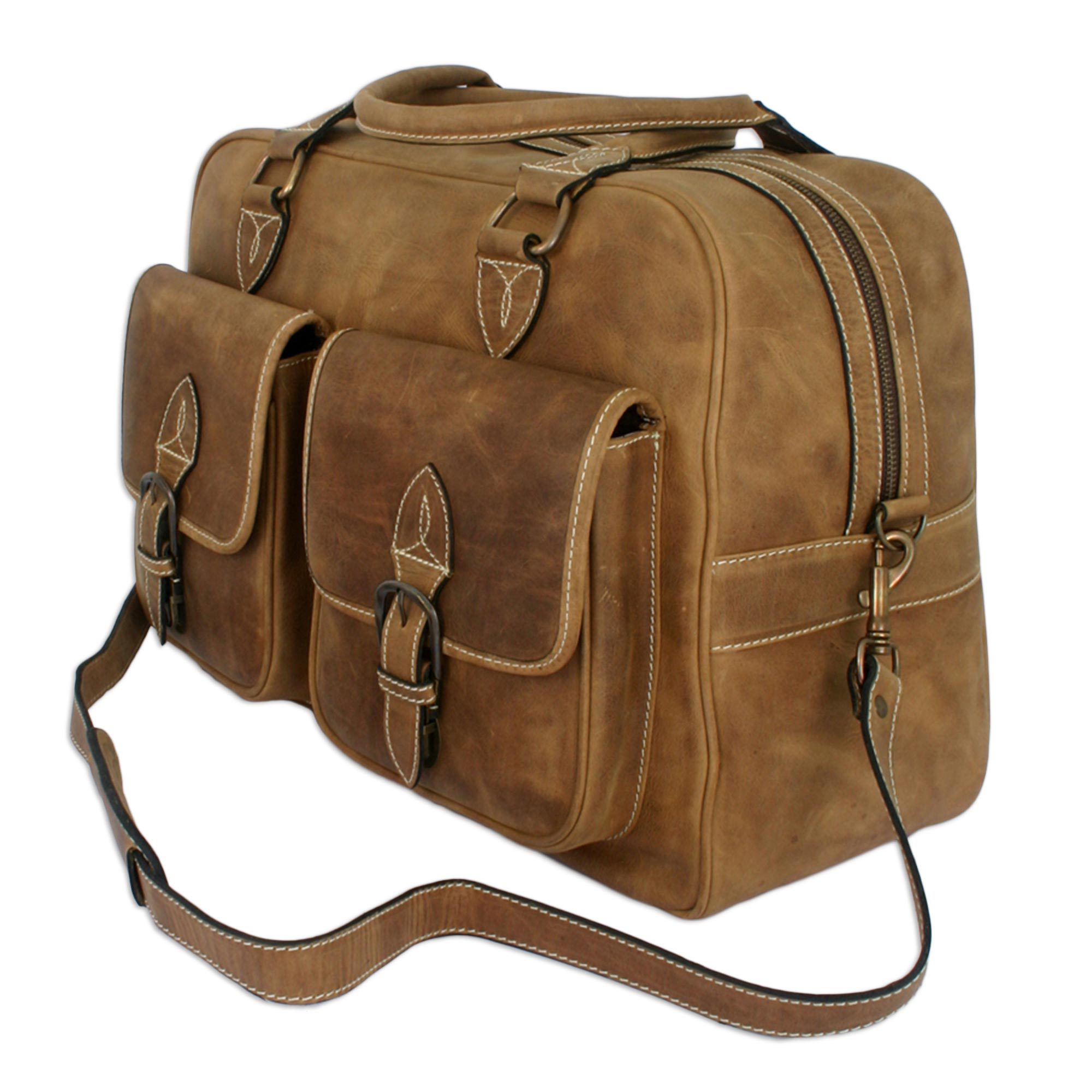 UNICEF Market Heavy Duty Leather Shoulder Laptop Bag from Mexico