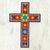 Beadwork cross, 'Huichol Vision' - Handcrafted Floral Cross from Mexico thumbail