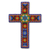 Beadwork cross, 'Huichol Vision' - Handcrafted Floral Cross from Mexico (image 2a) thumbail