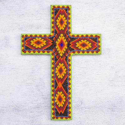 Beadwork cross, 'Eyes of God' - Beadwork cross