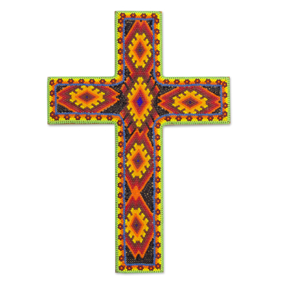 Beadwork cross, 'Eyes of God' - Beadwork cross