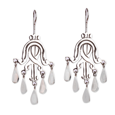 Sterling silver chandelier earrings, 'Secret Soul' - Chandelier Earrings Mexico Taxco Sterling Silver