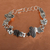 Sterling silver link bracelet, 'Skeletal Hat Dance' - Mexican Day of the Dead Sterling Silver Link Bracelet thumbail