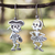 Sterling silver dangle earrings, 'Skeletal Matador Dance' - Taxco Silver Skeleton Earrings