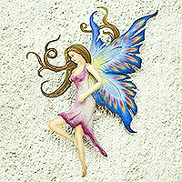 Steel wall art, 'Sapphire Fairy'