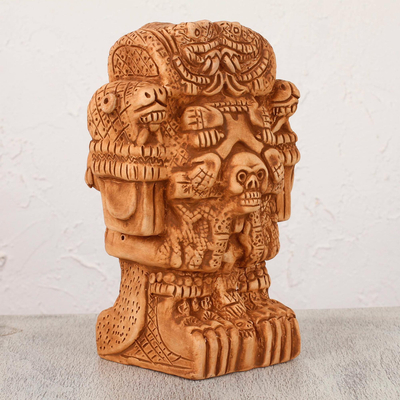 Ceramic figurine, 'Goddess Cuatlicue' (large) - Ceramic figurine (Large)