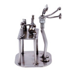 Recycled metal sculpture, 'Rustic Scientist' - Collectible Recycled Metal Sculpture Handmade in Mexico