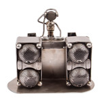 Auto parts statuette, 'Rustic DJ' - Dance and Music Metal Recycled Auto Parts Sculpture