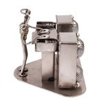 Auto parts statuette, 'Rustic DJ' - Dance and Music Metal Recycled Auto Parts Sculpture