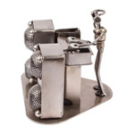 Auto parts statuette, 'Rustic DJ' - Dance and Music Metal Recycled Auto Parts Sculpture