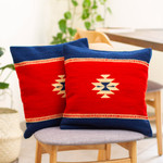 Zapotec wool cushion covers, 'Starlight' (pair) - Zapotec wool cushion covers (Pair)