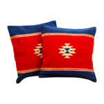 Zapotec wool cushion covers, 'Starlight' (pair) - Zapotec wool cushion covers (Pair)