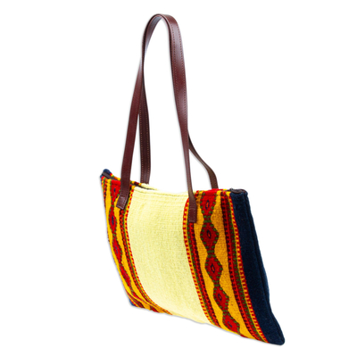 Zapotec wool tote bag, 'Sun of Life' - Zapotec wool tote bag