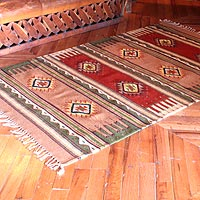 Zapotec wool rug, 'Mountain Sun' (4x6.5)