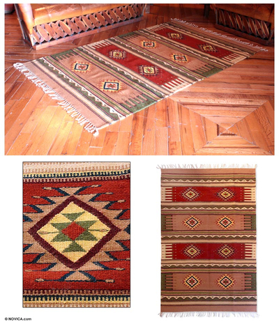 Zapotec wool rug, Mountain Sun (4x6.5)