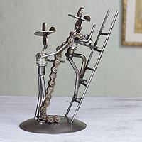 Recycled metal sculpture, 'Firefighters at Work'