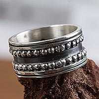 Men's sterling silver band ring, 'Sierra'