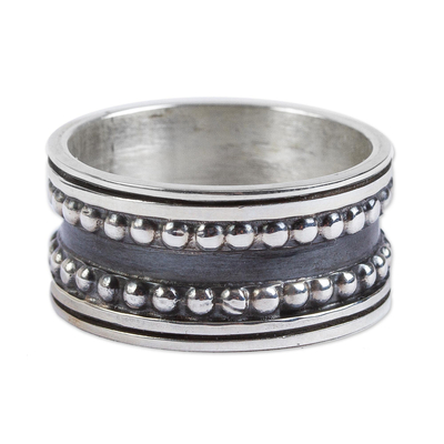 Men's sterling silver band ring, 'Sierra' - Men's Taxco Silver Band Ring