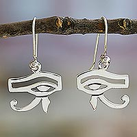 Pendientes colgantes de plata de ley, 'Ojo de Horus' - Pendientes colgantes egipcios de plata de ley 925 de México