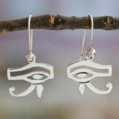 Sterling silver dangle earrings, Eye of Horus