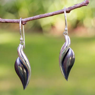 Silver dangle earrings, 'Sinuous' - Collectible Taxco SilverDangle Earrings from Mexico