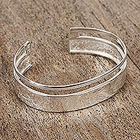 Sterling silver cuff bracelet, 'Silver River'
