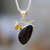 Obsidian and citrine pendant necklace, 'Dewdrop' - Artisan Crafted Taxco Silver Obsidian and Citrine Necklace (image 2) thumbail