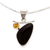 Obsidian and citrine pendant necklace, 'Dewdrop' - Artisan Crafted Taxco Silver Obsidian and Citrine Necklace thumbail