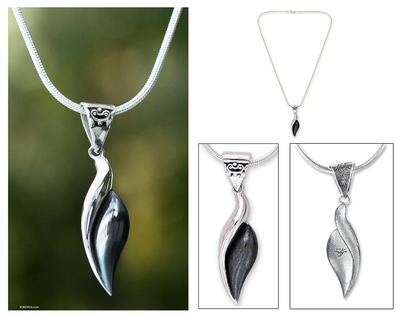 Silver pendant necklace, 'Sinuous' - Fair Trade Mexican Modern Fine Silver Pendant Necklace