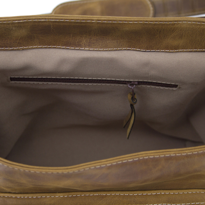 Leather shoulder bag, 'Crazy Summer' - Mexican Leather Shoulder Bag 