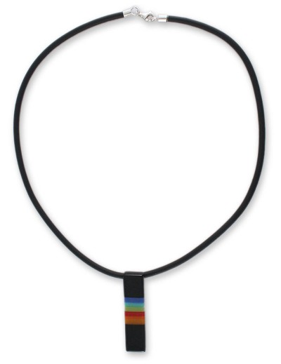 Dichroic art glass pendant necklace, 'Radiant Night' - Dichroic art glass pendant necklace