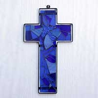 Stained glass cross, Holy Spirit
