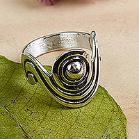 Sterling silver cocktail ring, 'Sensuous' - Unique Taxco Silver Band Ring
