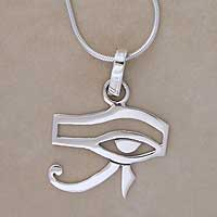 Sterling silver pendant necklace, 'Eye of Horus' - Women's Taxco Silver Sterling Pendant Necklace