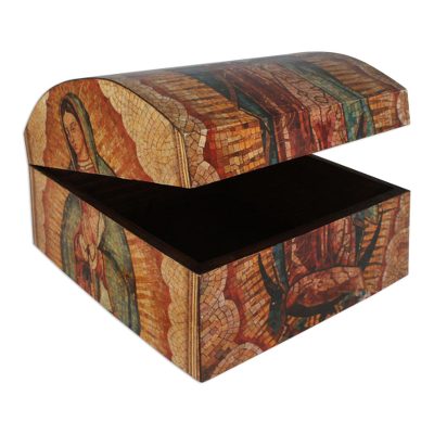 Decoupage decorative box, 'Guadalupe Mosaic' - Decoupage decorative box