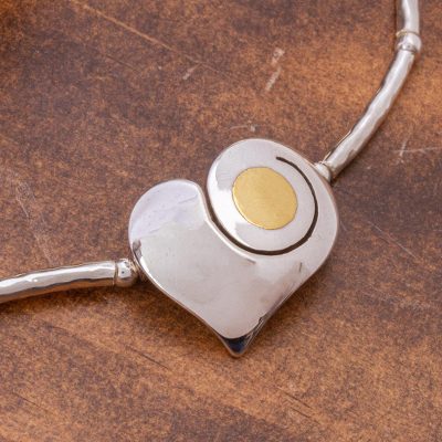 Sterling silver heart necklace, 'Sunny Heart' - Sterling silver heart necklace