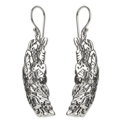 Sterling silver dangle earrings, 'Hummingbird Mystique' - Sterling Silver Bird Earrings
