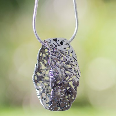 Sterling silver pendant necklace, 'Hummingbird Mystique' - Sterling silver pendant necklace